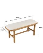 Banc 1 place avec coussin blanc en bois de mindi et rotin naturel