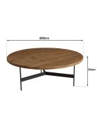 Tavolino rotondo 90x90cm legno Legno di pino riciclato e gambe in metallo nero