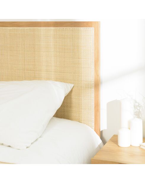 Tête de lit en rotin naturel et chêne massif pour lits 140/160cm