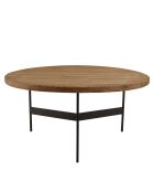 Table basse ronde 70x70cm bois Pin recyclé et pieds métal noir