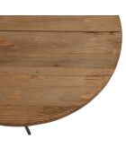 Table basse ronde 70x70cm bois Pin recyclé et pieds métal noir