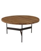 Table basse ronde 70x70cm bois Pin recyclé et pieds métal noir
