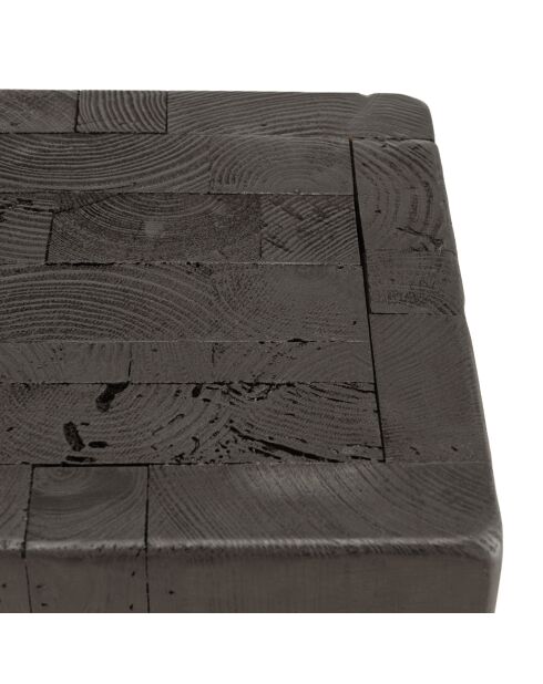 Tabouret carré noir 35x35cm bois Pin recyclé