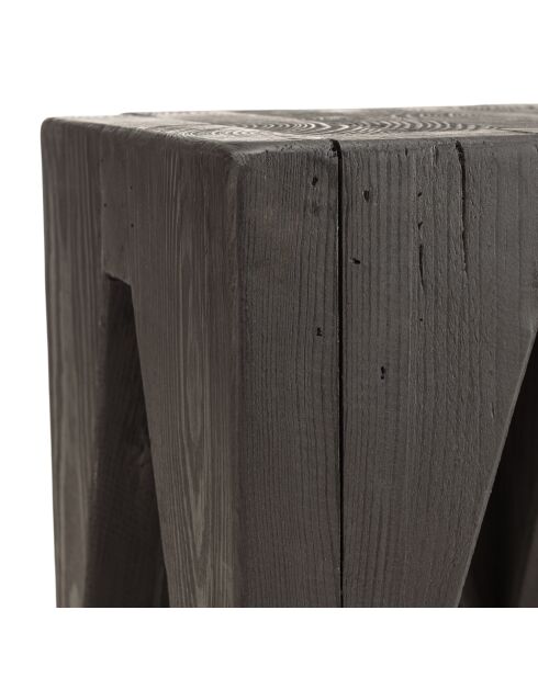 Tabouret carré noir 35x35cm bois Pin recyclé