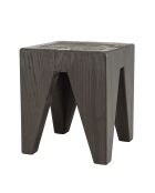 Tabouret carré noir 35x35cm bois Pin recyclé