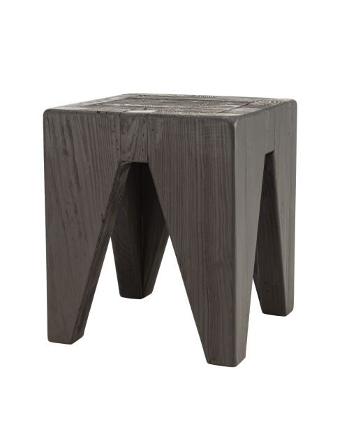 Tabouret carré noir 35x35cm bois Pin recyclé