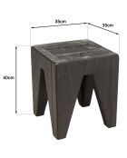 Tabouret carré noir 35x35cm bois Pin recyclé