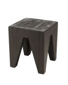 Tabouret carré noir 35x35cm bois Pin recyclé