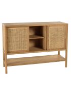Buffet 2 étagères 3 portes coulissantes en mindi et rotin naturel