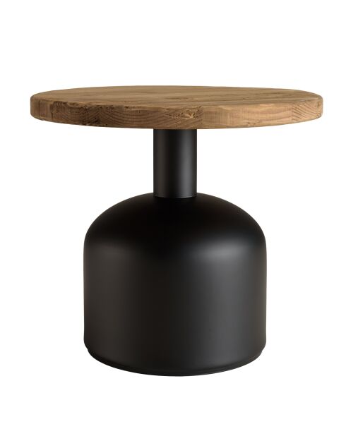 Table d'appoint ronde 50x50cm bois Pin recyclé pied métal noir