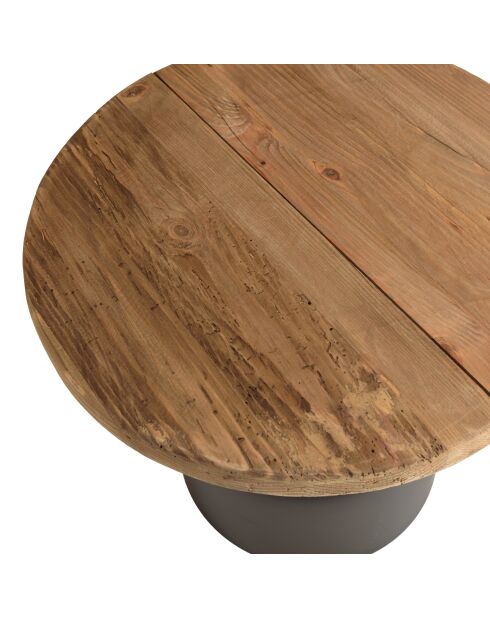 Table d'appoint ronde 50x50cm bois Pin recyclé pied métal noir