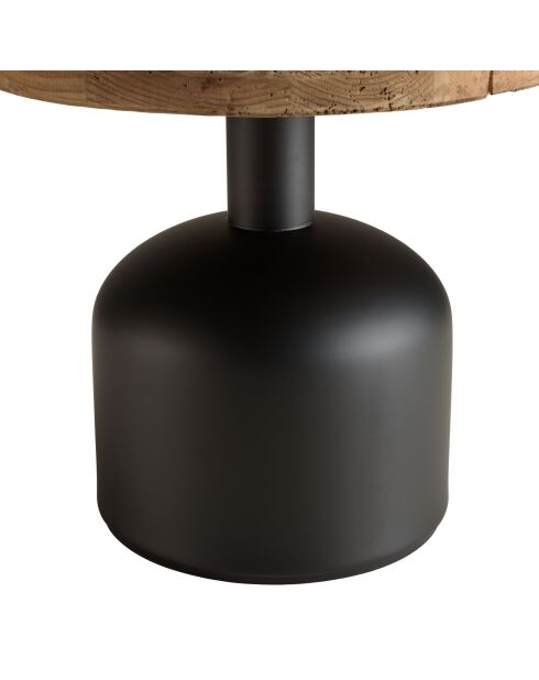 Table d'appoint ronde 50x50cm bois Pin recyclé pied métal noir