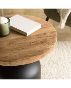 Table d'appoint ronde 50x50cm bois Pin recyclé pied métal noir