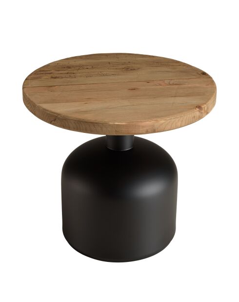 Table d'appoint ronde 50x50cm bois Pin recyclé pied métal noir