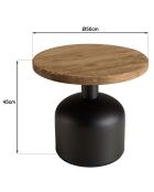 Table d'appoint ronde 50x50cm bois Pin recyclé pied métal noir