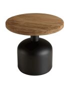 Table d'appoint ronde 50x50cm bois Pin recyclé pied métal noir