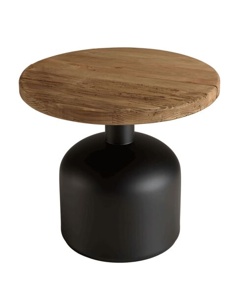 Table d'appoint ronde 50x50cm bois Pin recyclé pied métal noir