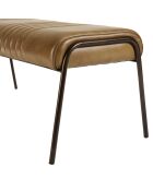 Panca trapuntata in pelle marrone e gambe in acciaio
