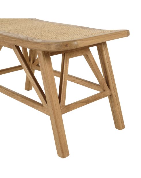 Banc 1 place en bois de mindi et rotin naturel