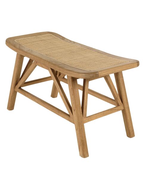 Banc 1 place en bois de mindi et rotin naturel