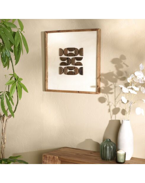 Décoration murale n°1 - 62x62cm motifs géométriques Pin recyclé