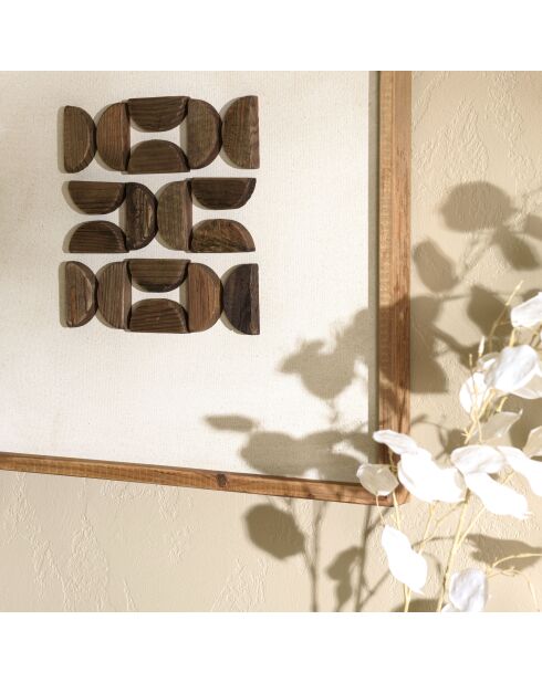 Décoration murale n°1 - 62x62cm motifs géométriques Pin recyclé