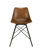 2 Chaises en cuir marron et pieds acier