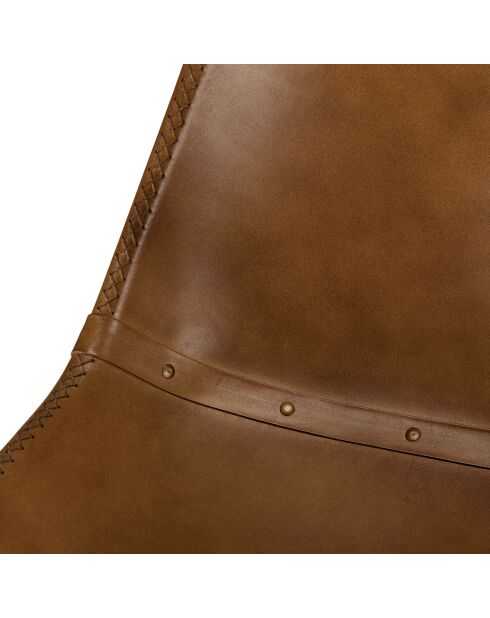 2 Chaises en cuir marron et pieds acier