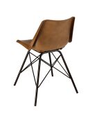 2 Chaises en cuir marron et pieds acier