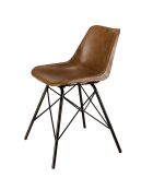 2 Chaises en cuir marron et pieds acier