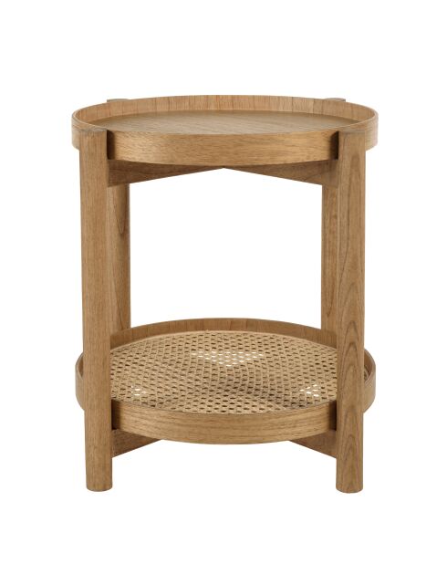 Table d'appoint en mindi 45.5cm avec tablette en rotin naturel