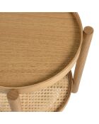 Table d'appoint en mindi 45.5cm avec tablette en rotin naturel