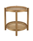 Table d'appoint en mindi 45.5cm avec tablette en rotin naturel