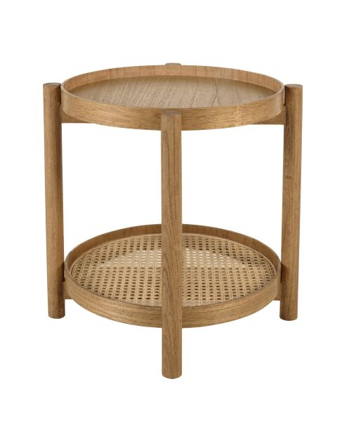 Table d'appoint en mindi 45.5cm avec tablette en rotin naturel