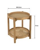 Table d'appoint en mindi 45.5cm avec tablette en rotin naturel