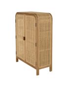 Armoire forme arrondie mindi et rotin naturel 2 portes 3 étagères