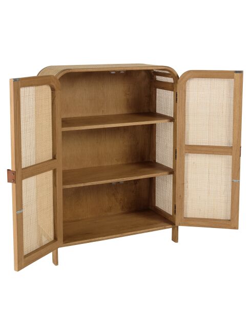 Armoire forme arrondie mindi et rotin naturel 2 portes 3 étagères