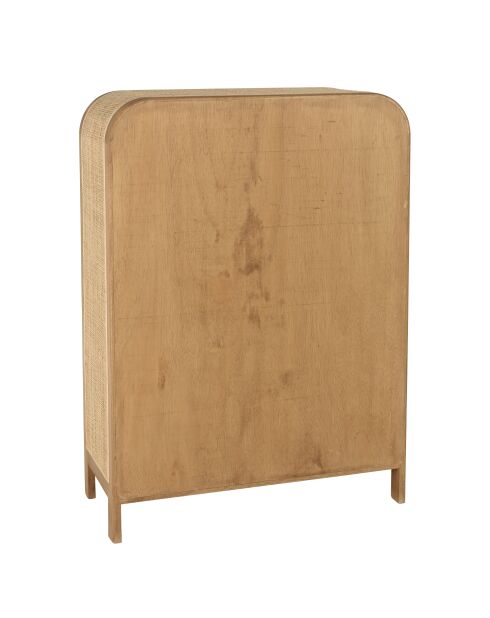 Armoire forme arrondie mindi et rotin naturel 2 portes 3 étagères