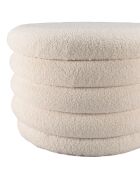 Pouf M en tissu bouclette écru avec rangement