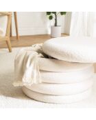 Pouf M en tissu bouclette écru avec rangement