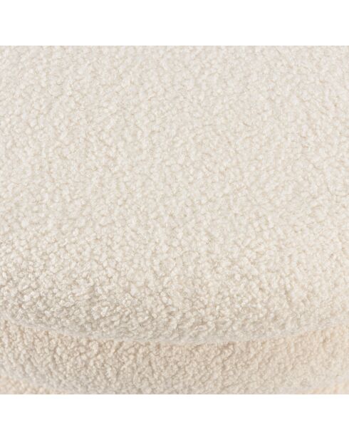 Pouf L en tissu bouclette écru avec rangement