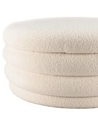 Pouf L en tissu bouclette écru avec rangement