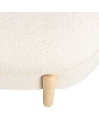 Panca in tessuto bouclé écru con contenitore e gambe in legno