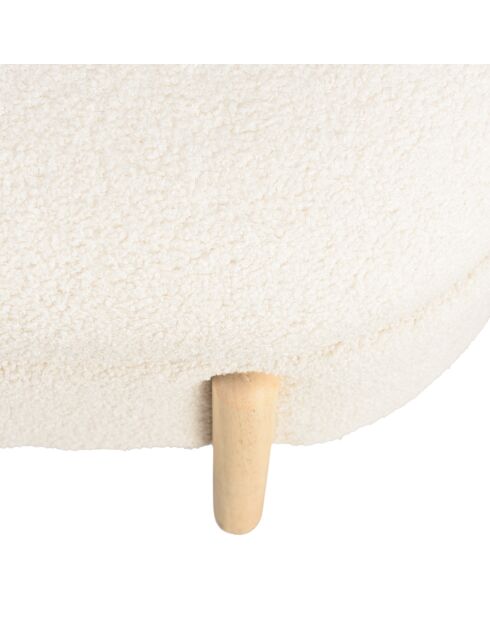 Banquette tissu bouclette écru avec rangement et pieds bois