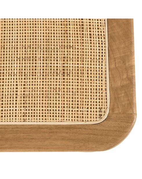 Banc 2 places en bois de mindi et rotin naturel