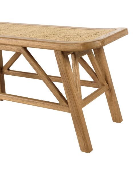 Banc 2 places en bois de mindi et rotin naturel