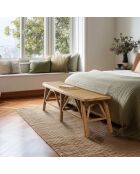 Banc 2 places en bois de mindi et rotin naturel