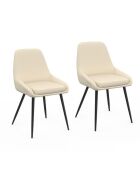 2 Chaises Ornella en tissu beige et pieds métal noirs - 47,5x54x79 cm