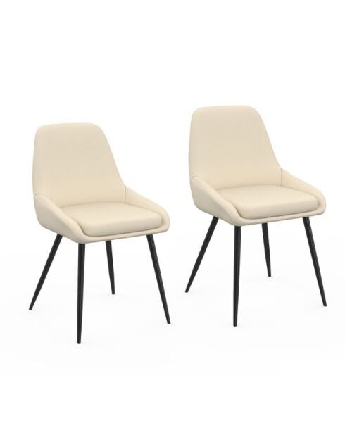 2 Chaises Ornella en tissu beige et pieds métal noirs - 47,5x54x79 cm