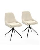 2 Chaises Olivia pivotantes en velours crème et pieds métal noirs - 47,5x54x79 cm
